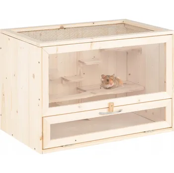 Dřevěná klec pro křečky se síťovaným víkem Klec pro potkany