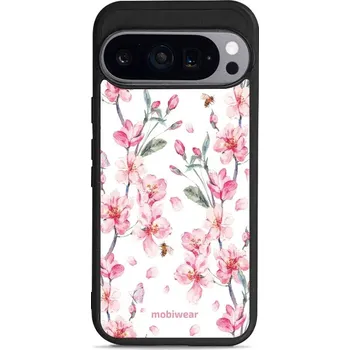 Lesklý kryt Mobiwear Glossy - Google Pixel 9 - G033G - Růžové květy (Prémiové lesklé pouzdro, obal, kryt Mobiwear Glossy na mobil Google Pixel 9 - G033G - Růžové květy, materiál Plast + TPU silikon - krytí po všech stranách, neošoupatelný potisk, tenké)