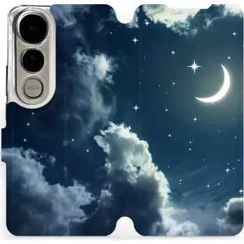 Telefonní příslušenství Flipové pouzdro Mobiwear - Vivo V50 Lite - V145P Noční obloha s měsícem (Knížkové flip pouzdro, obal, kryt na mobil Vivo V50 Lite - V145P Noční obloha s měsícem, materiál Umělá kůže + TPU - ochrana 360°, stojánek, silikonová vanička, magnetické zavírání)