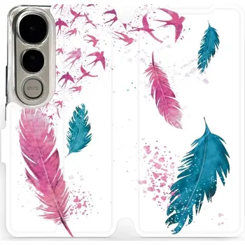 Pouzdro na mobilní telefon Flipové pouzdro Mobiwear - Vivo V50 Lite - MR08S Pírka (Knížkové flip pouzdro, obal, kryt na mobil Vivo V50 Lite - MR08S Pírka, materiál Umělá kůže + TPU - ochrana 360°, stojánek, silikonová vanička, magnetické zavírání)