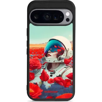 Pouzdro na mobilní telefon Lesklý kryt Mobiwear Glossy - Google Pixel 9 - G001G Astronautka v květech (Prémiové lesklé pouzdro, obal, kryt Mobiwear Glossy na mobil Google Pixel 9 - G001G Astronautka v květech, materiál Plast + TPU silikon - krytí po všech stranách, neošoupatelný)