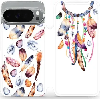 Pouzdro na mobilní telefon Flipové pouzdro Mobiwear - Google Pixel 10 Pro XL - M003S Lapač a barevná pírka (Knížkové flip pouzdro, obal, kryt na mobil Google Pixel 10 Pro XL - M003S Lapač a barevná pírka, materiál Umělá kůže + TPU - ochrana 360°, stojánek, silikonová vanička,)