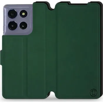 Pouzdro na mobilní telefon Flipové pouzdro Mobiwear Semiš - Motorola Moto G86 5G - Zelené & Černé (Knížkové semišové flip pouzdro, obal, kryt na mobil Motorola Moto G86 5G - Zelené & Černé, materiál semiš + TPU, ochrana 360°, stojánek, silikonová vanička, magnetické zavírání)