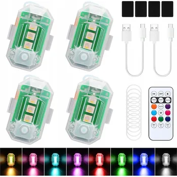 Lampička 4ks Bezdrátová LED Stroboskopická Lampa Silná 8 Barev. USB s Dálkovým Ovládáním
