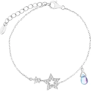 Náramek Stříbrný náramek se zirkony a broušeným sklem - hvězdy - AP541-3790