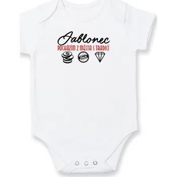 Kojenecký body Jablonec město s tradicí - Body kojenecké s krátkým rukávem - Krátký r. 3-6 měs ( Bílá )