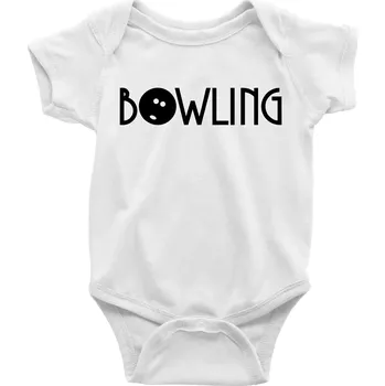 Bowling nápis - Body kojenecké s krátkým rukávem - Krátký r. 3-6 měs ( Bílá )