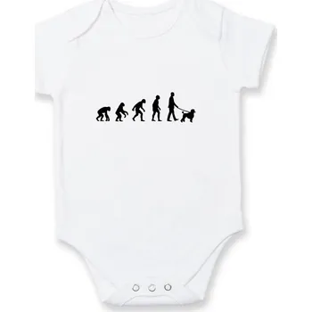 Kojenecký body Evoluce pes pudl (muž-žena) - Body kojenecké s krátkým rukávem - Krátký r. 3-6 měs ( Bílá )