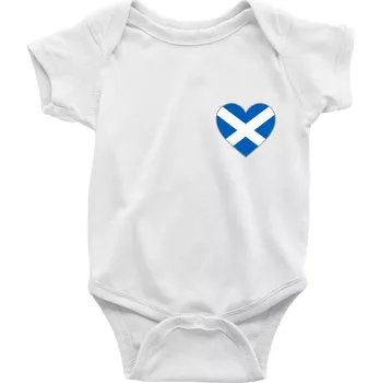 Skotské srdce na prso - Body kojenecké s krátkým rukávem - Krátký r. 3-6 měs ( Bílá )
