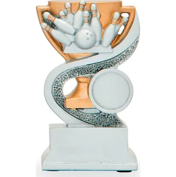 Trofej se symbolem bowlingu, výška 12 cm, stříbrná/zlatá