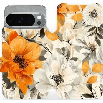 Pouzdro na mobilní telefon Flipové pouzdro Mobiwear - Google Pixel 10 Pro - VP75S Podzimní květy (Knížkové flip pouzdro, obal, kryt na mobil Google Pixel 10 Pro - VP75S Podzimní květy, materiál Umělá kůže + TPU - ochrana 360°, stojánek, silikonová vanička, magnetické zavírání)