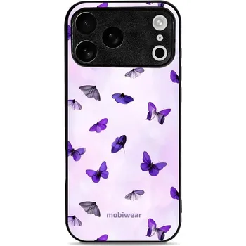 Pouzdro na mobilní telefon Lesklý kryt Mobiwear Glossy - Apple iPhone 17 Pro Max - GP77G Fialoví motýlci (Prémiové lesklé pouzdro, obal, kryt Mobiwear Glossy na mobil Apple iPhone 17 Pro Max - GP77G Fialoví motýlci, materiál Plast + TPU silikon - krytí po všech stranách,)