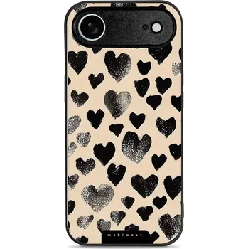 Pouzdro na mobilní telefon Lesklý kryt Mobiwear Glossy - Apple iPhone Air - GA51G Černá srdíčka (Prémiové lesklé pouzdro, obal, kryt Mobiwear Glossy na mobil Apple iPhone Air - GA51G Černá srdíčka, materiál Plast + TPU silikon - krytí po všech stranách, neošoupatelný potisk, tenké)