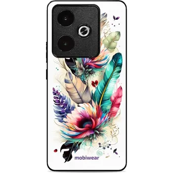 Pouzdro na mobilní telefon Lesklý kryt Mobiwear Glossy - Realme GT 7T - G017G Pírka a květy (Prémiové lesklé pouzdro, obal, kryt Mobiwear Glossy na mobil Realme GT 7T - G017G Pírka a květy, materiál Plast + TPU silikon - krytí po všech stranách, neošoupatelný potisk, tenké proveden