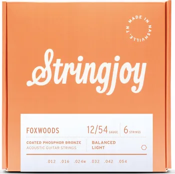 Struna pro kytaru a smyčcový nástroj Struny pro akustickou kytaru potažené Stringjoy FOXWOODS Phosphor 12-54