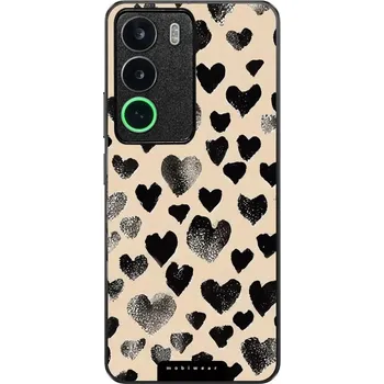 Pouzdro na mobilní telefon Lesklý kryt Mobiwear Glossy - Realme C71 - GA51G Černá srdíčka (Prémiové lesklé pouzdro, obal, kryt Mobiwear Glossy na mobil Realme C71 - GA51G Černá srdíčka, materiál Plast + TPU silikon - krytí po všech stranách, neošoupatelný potisk, tenké provedení,)