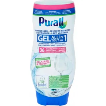 Tableta do myčky Gel all in one (vše v jednom) do myčky nádobí Purall 0,72 l