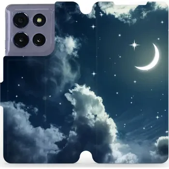 Pouzdro na mobilní telefon Flipové pouzdro Mobiwear - Motorola Moto G86 5G - V145P Noční obloha s měsícem (Knížkové flip pouzdro, obal, kryt na mobil Motorola Moto G86 5G - V145P Noční obloha s měsícem, materiál Umělá kůže + TPU - ochrana 360°, stojánek, silikonová vanička,)