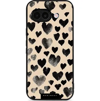 Pouzdro na mobilní telefon Lesklý kryt Mobiwear Glossy - Google Pixel 9A - GA51G Černá srdíčka (Prémiové lesklé pouzdro, obal, kryt Mobiwear Glossy na mobil Google Pixel 9A - GA51G Černá srdíčka, materiál Plast + TPU silikon - krytí po všech stranách, neošoupatelný potisk, tenké)