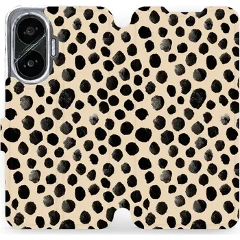 Pouzdro na mobilní telefon Flipové pouzdro Mobiwear - Xiaomi Poco F7 - VA50S Černé puntíky (Knížkové flip pouzdro, obal, kryt na mobil Xiaomi Poco F7 - VA50S Černé puntíky, materiál Umělá kůže + TPU - ochrana 360°, stojánek, silikonová vanička, magnetické zavírání)