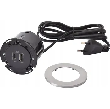 Elektrická zásuvka USB zásuvka do desky stolu Legrand stříbrná