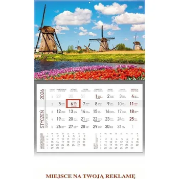 Kalendář Kalendář 2026 nástěnný, jednodílný WOKÓŁ NAS Větrné mlýny [KS056B]