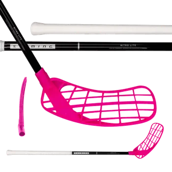 Florbalová hůl Salming Nitrolite Hawk 27 Black/Mixed vel. 103cm (= 113cm) pravá kulatá (pravá ruka dole)