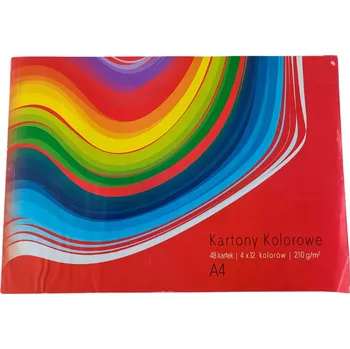 Barevný papír Barevný karton A4 210g, 48 listů (4x12 barev) KRESKA