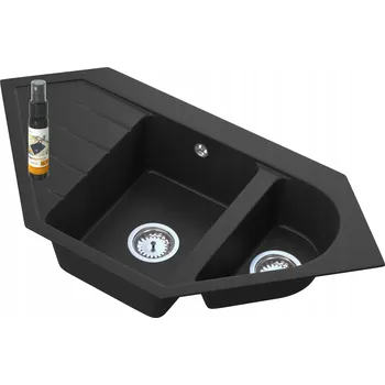 Granitový dřez Dřez s 1,5 vaničkou Granitan JOKER granit černý