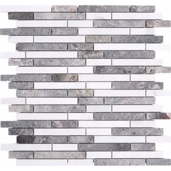 Dlažba Keramická mozaika, šedo-bílá keramická dlaždice