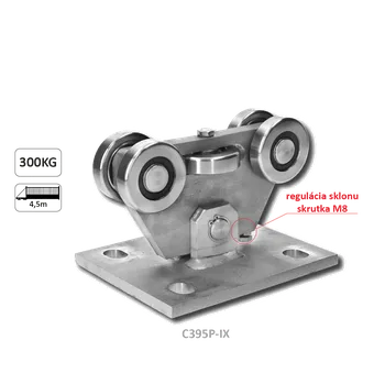 Vozík PICCOLO (67x67 mm) pro brány do 300 kg/4,5 m, AISI 304