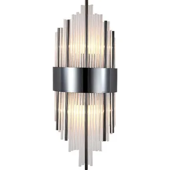 Nástěnné svítidlo Otto - Křišťálové nástěnné svítidlo černé 45 cm 2xE14, kov a Sklo, černé