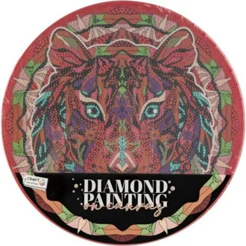 Výtvarná sada Diamantové malování mandala - lev průměr 30cm s doplňky ve fólii
