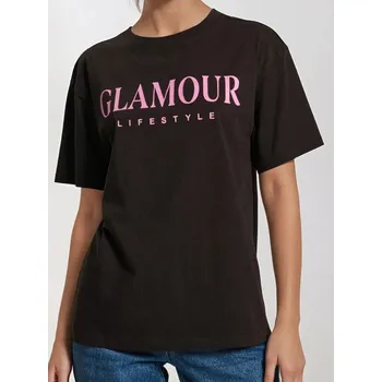 Oblečení a móda Sinsay - Tričko s&nbsp;nápisem - tmavě hnědá - 527FG-89X - 527FG-89X-S