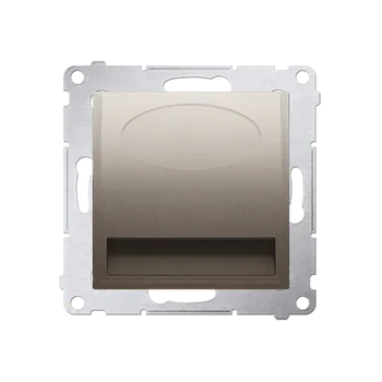 Elektrická zásuvka LED osvětlení (přístroj s krytem), 14 V / 0,42 W, barva světla teplá bílá (3100 °K), Simon 54, barva zlatá metalizovaná