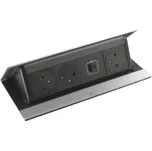 Pop-up blok INCARA 3x zásuvka 250V + nabíječka USB A+C 15W + montážní rám, broušený hliník, kabel 2m