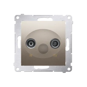 Elektrická zásuvka Zásuvka anténní R+TV koncová oddělená (přístroj s krytem), 1x vstup: 5÷862 MHz, Simon 54, barva zlatá metalizovaná