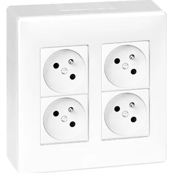 Elektrická zásuvka Nástěnný box S500, 4x zásuvka 250V, bez kabelu, barva bílá