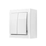 Přepínač střídavý 2 násobný (přístroj s krytem), IP44, bez piktogramu, řazení 6+6, 10 A / 250 V~, šroubové svorky, Aquaclick, barva bílá