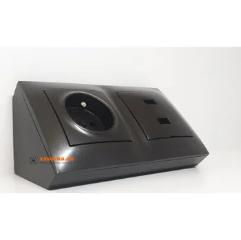 Elektrická zásuvka Rohová zásuvka 1x 250V/16A + 2x USB nabíječka, barva antracitová metalíza, bez kabelu