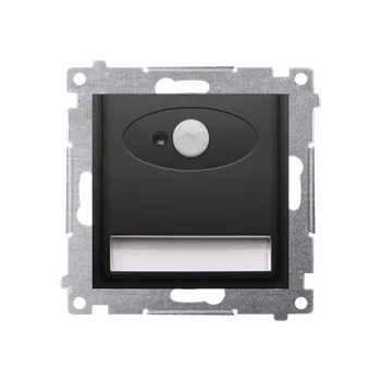 Elektrická zásuvka LED osvětlení s pohybovým senzorem (přístroj s krytem), 230&nbsp;V / 1,20&nbsp;W, barva světla neutrální bílá (4200&nbsp;°K), Simon 54, barva černá matná metalizovaná