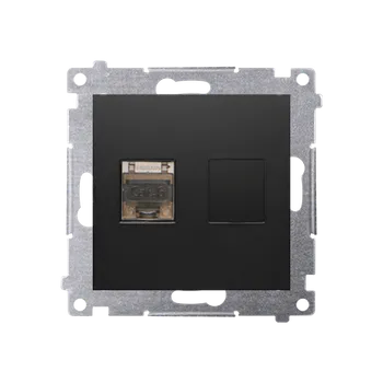 Elektrická zásuvka Zásuvka datová stíněná 1 násobná RJ45 kat. 6 s protiprachovou clonkou (přístroj s krytem), Simon 54, barva černá matná metalizovaná