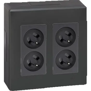 Elektrická zásuvka Nástěnný box S500, 2x dvojzásuvka 250V, bez kabelu, barva grafitově-šedá