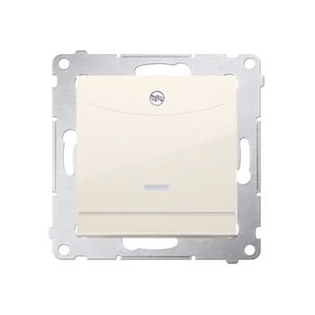 Elektrická zásuvka Spínač na kartu 2 násobný (přístroj s krytem), s orientačním LED podsvětlením, Simon 54, barva krémová