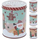 dóza plechová kulatá VÁNOČNÍ pr.10,5x14cm mix dekorů