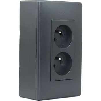 Elektrická zásuvka Nástěnný box S500, 1x dvojzásuvka 250V, bez kabelu, barva grafitově-šedá
