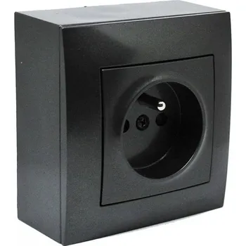 Elektrická zásuvka Zásuvkový blok nástěnný 1x 250V/16A bez kabelu, barva antracitová