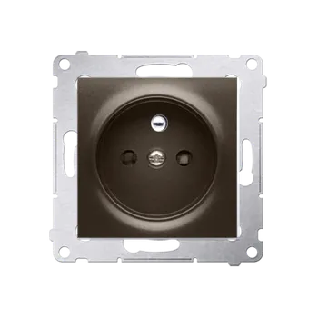 Elektrická zásuvka Zásuvka silová 1 násobná typ E (přístroj s krytem), s uzemněním, se clonkami, 16 A / 250 V~, šroubové svorky, Simon 54, barva hnědá metalizovaná