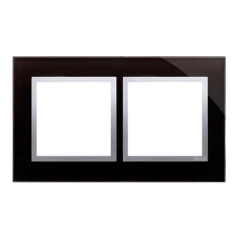 Elektrická zásuvka Rámeček 2 násobný, skleněný, Simon 54 Nature, lávová / stříbrná metalizovaná