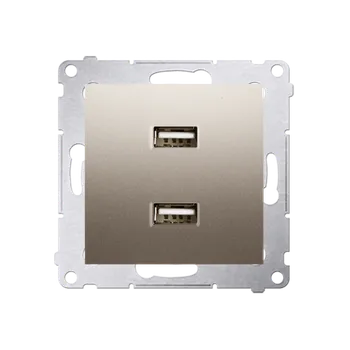 Elektrická zásuvka Nabíječka USB 2 násobná (přístroj s krytem), 2x USB typ A, Simon 54, barva zlatá metalizovaná